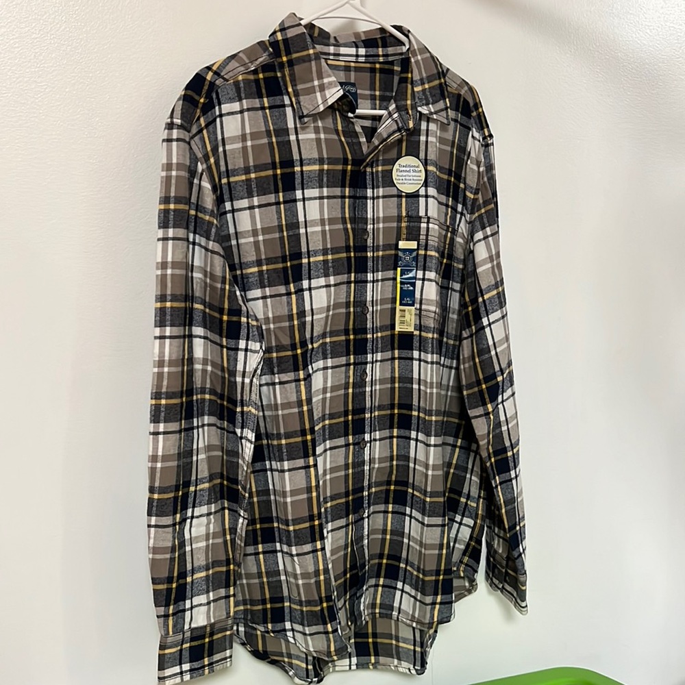 Faded Glory Large Blue and Yellow Plaid/Flannel